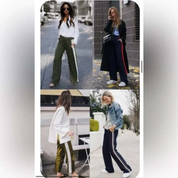 NWT $370 Escada Track Pants Side Stripe LOOSE FIT CRYSTAL Logo Size L - Picture 8 of 11